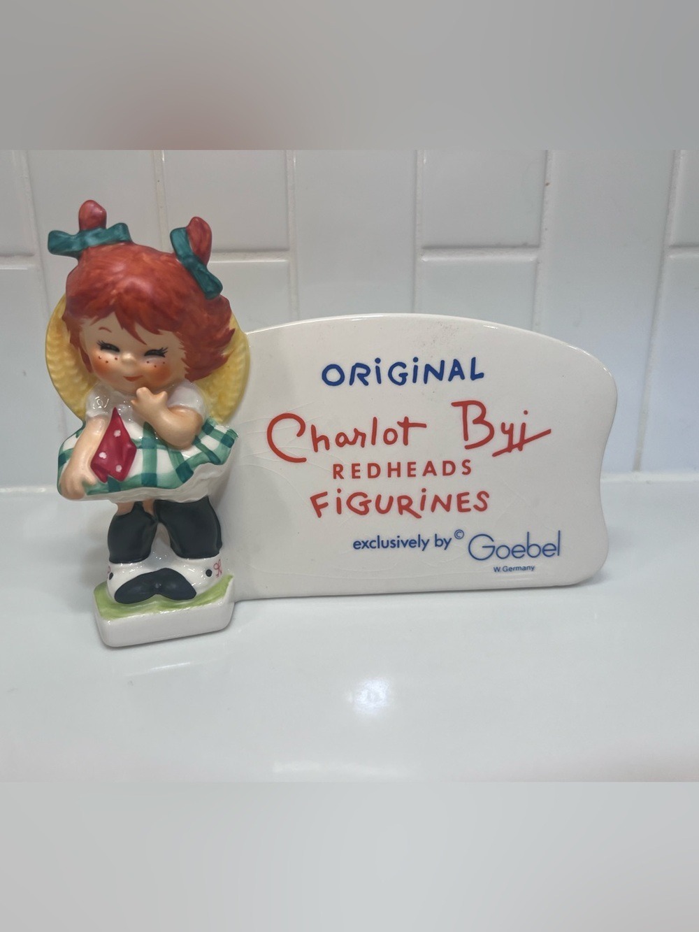 Vintage Goebel Redheads Dealer Display Sign Figurine Little Miss Coy TMK 6